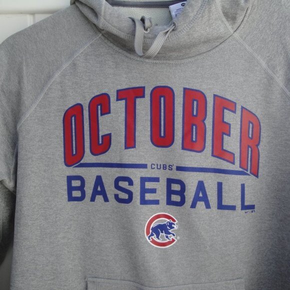 NIKE Women's Sweatshirt Med Cubs October Baseball Gray Hoodie - Picture 2 of 4